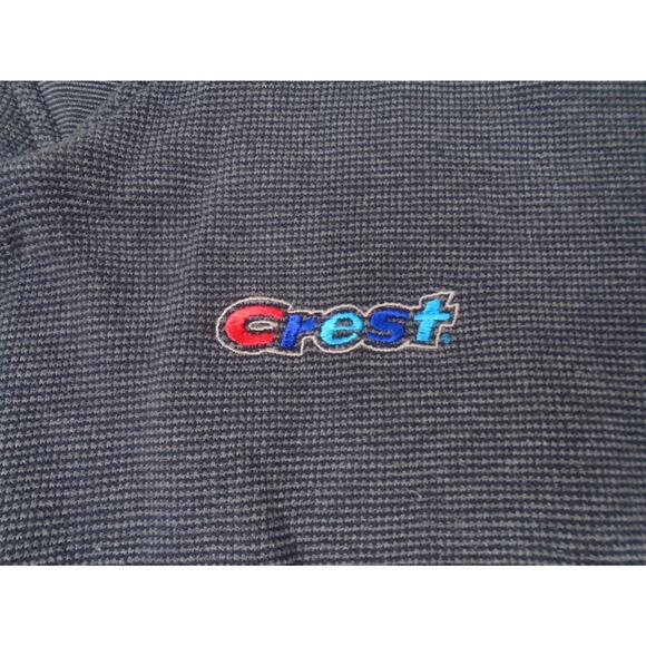 Vintage 90s Crest Toothpaste Sweatshirt Waffle Knit Blue Embroidered Size Large - Picture 2 of 9